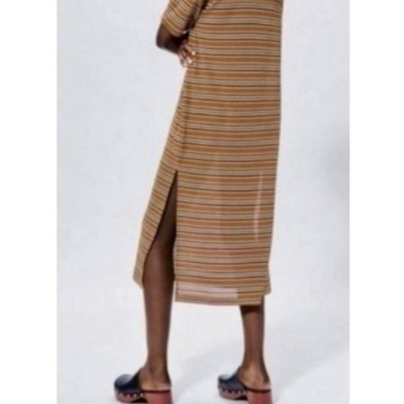 Zara Retro Stripe Relaxed‎ Midi Dress - S - Picture 5 of 15